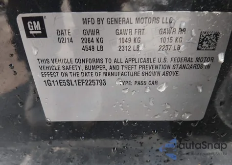 2014 Chevrolet Malibu 2Lt z USA, uszkodzony, nr VIN 1G11E5SL1EF225793